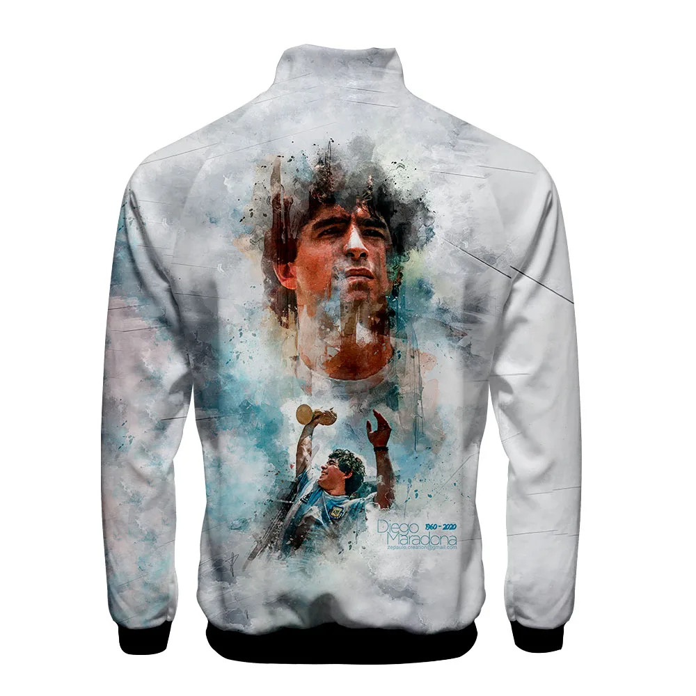 

Fashion men's and women's stand-up collar zipper jacket Diego Armando long-sleeved sweatshirt printing custom full routine