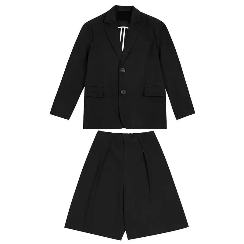 

2020 Spring And Summer New Youth Popular Men's Solid Color Loose Long-sleeved Suit Wild Five-point Trousers Fashion Casual Suit