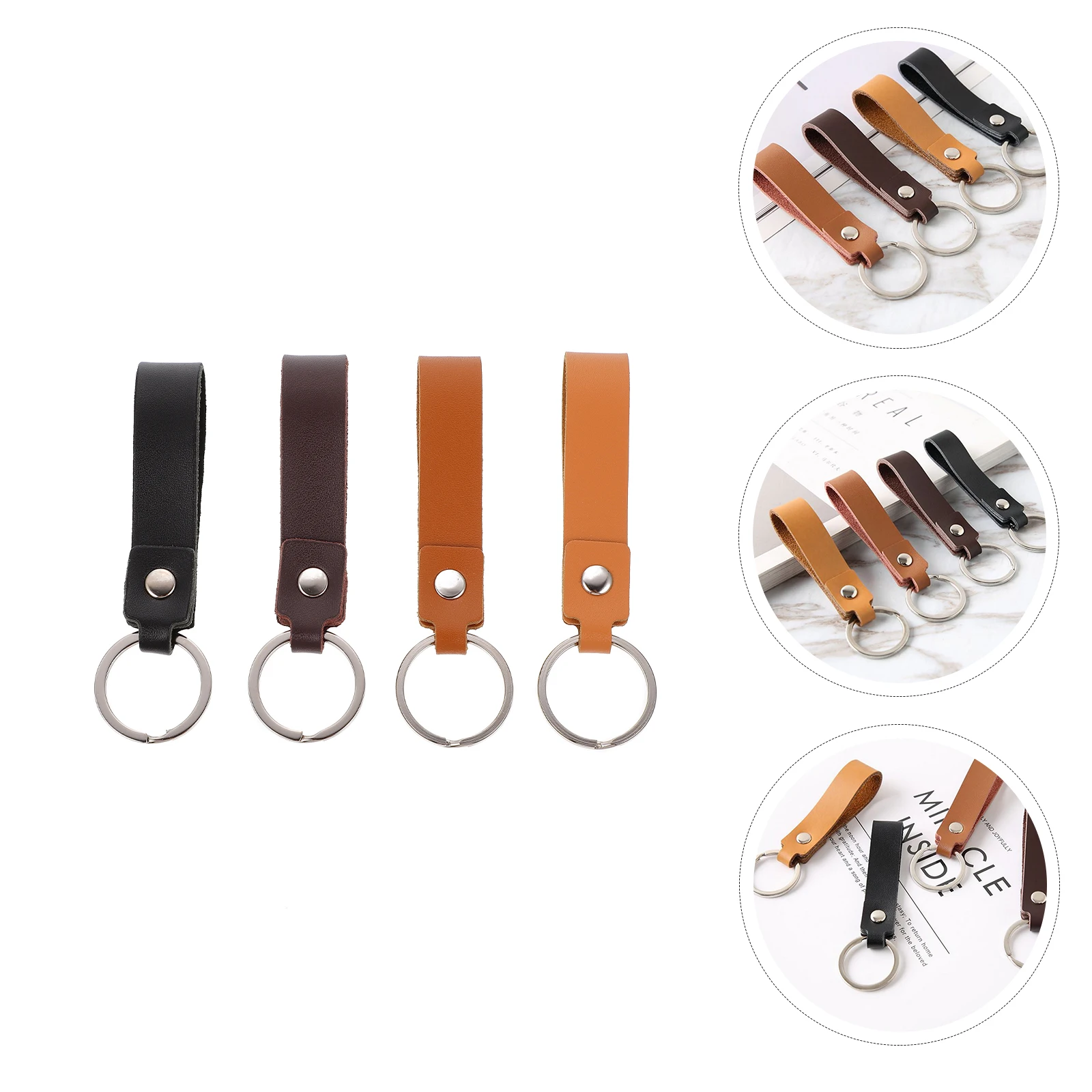 

New Model Style Genuine Leather Tow Straps Material Smooth Surface Car Key Ring Chain Car Interior Keychain For Car Auto