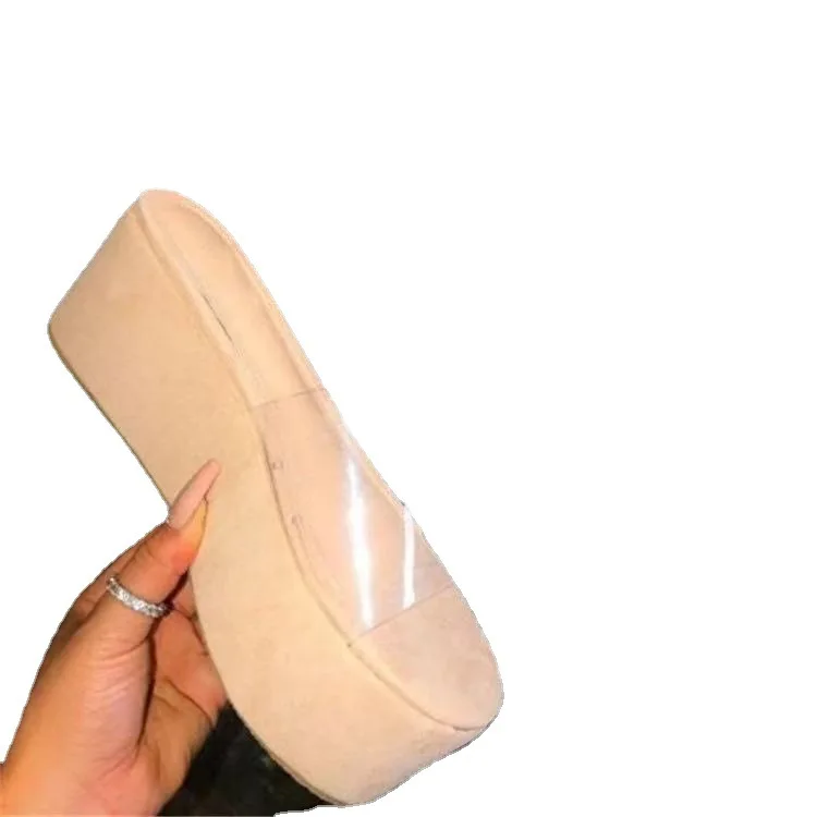 

Thick-soled Slippers Female Large Size Amazon Thick-soled Color Sandals and Transparent Flat-bottomed Flip-flops