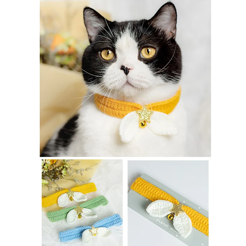 

Милый вязаный кошачий воротник Legendog, декоративный мягкий шарф ручной работы для щенка с колокольчиком, аксессуары для домашних животных