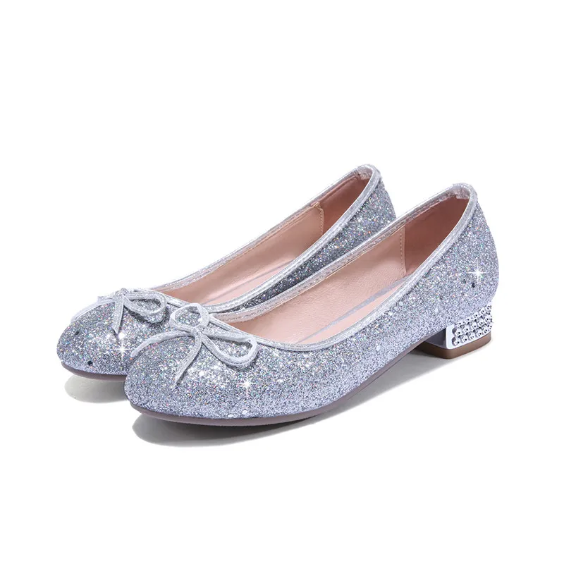

YQBTDL Glitter Girls Shoes 3cm Heel Princess Sequins Wedding Party Dress Pumps for Lady Size 40 Pink / Sliver Shoes Women 2021