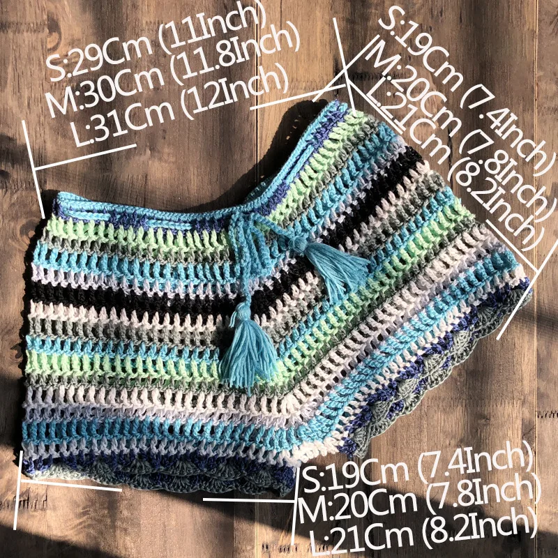 Вязанные крючком полосатые шорты для женщин, летние пляжные шорты Boho, средняя талия, хлопковые шорты для девушек, сексуальные обтягивающие шорты для женщин, низ, ручная работа