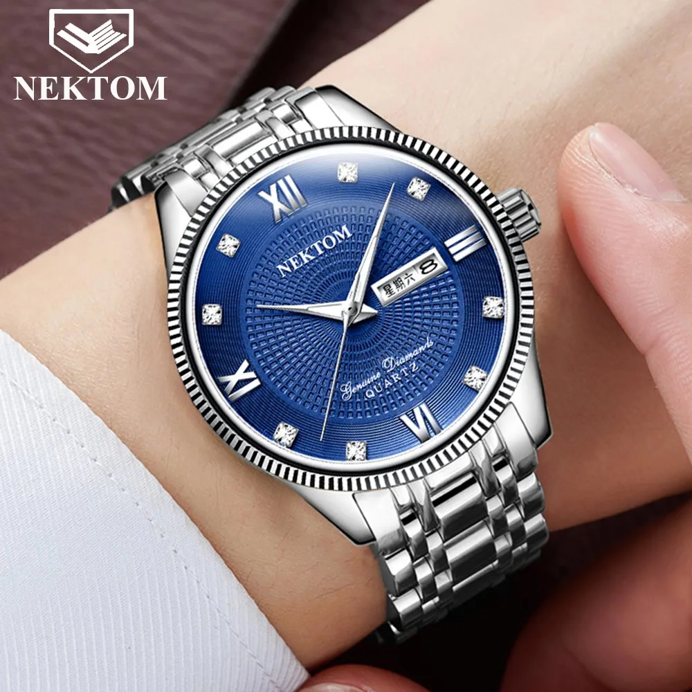 

Casual Men's Quartz Watches Waterproof Stainless Steel Calendar Watch Top Luxury Brand Business Clock Wristwatch Gift for Men