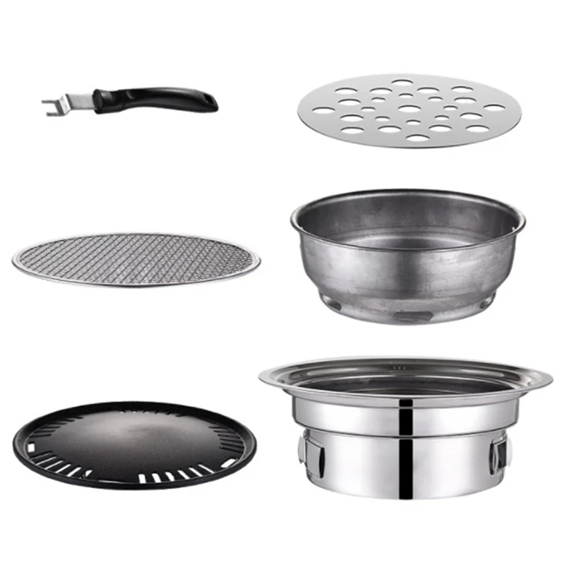 

Charcoal Barbecue Grill Stainless Steel Non-Stick Barbecue Tray Portable Grill For Outdoor Camping