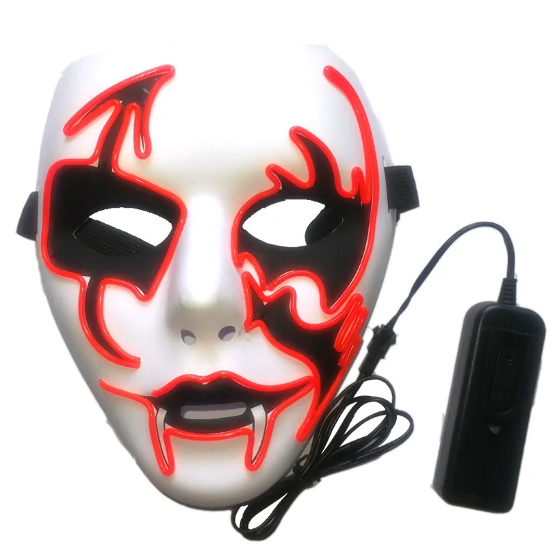 Горячая маска на Хэллоуин светодиодный светильник Вечерние Маски неоновые маски