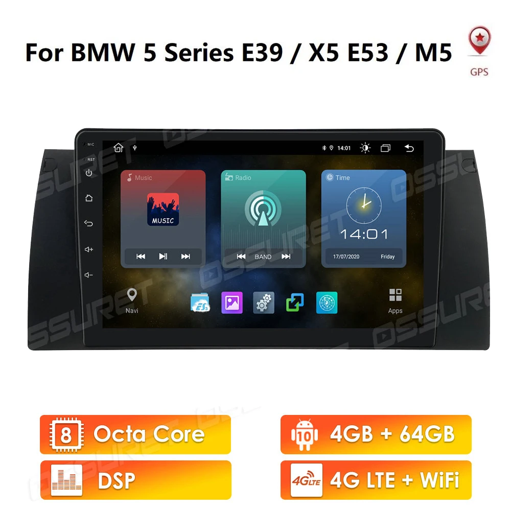 Автомобильный радиоприемник для BMW X5 E39 E53 1999 2000 2001 2002 2004 2005 2006 GPS-навигация с 4G LTE 4