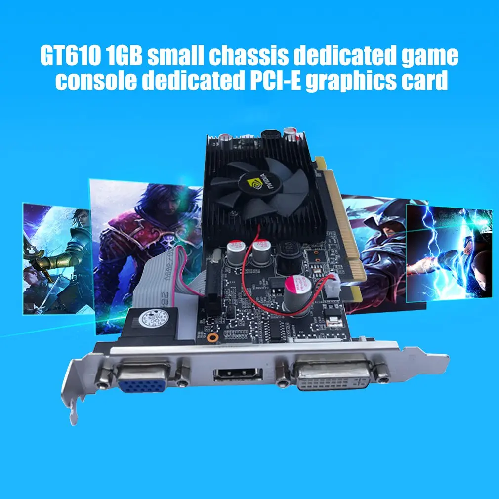 Видеокарта GT610 1 ГБ DDR2 видеокарта совместимая с HDMI + DVI VGA интерфейсы PCI Express 2 0