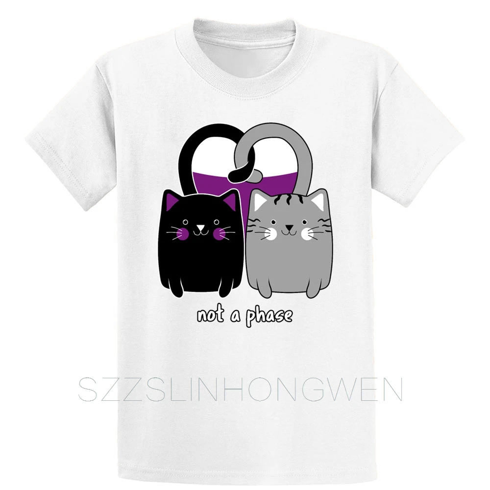 Asexual кошка сердце забавная Ace Pride Футболка короткий рукав буквы Солнечный свет О образным вырезом Весна здание печатных Письма рубашка