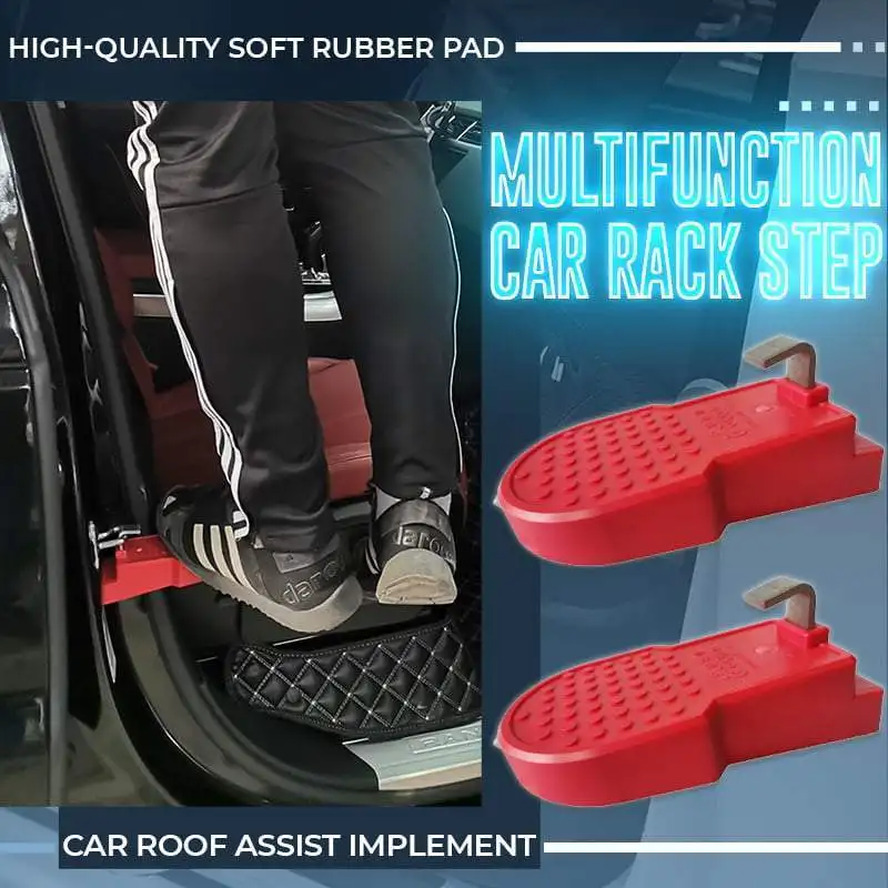 Multifunction Foldable Car Roof Rack Step Car Door Step Universal Latch Hook Auxiliary Foot Pedal Alloy plastic Safety Hammer