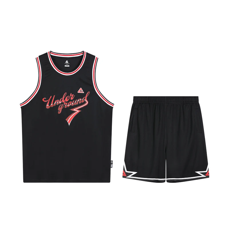 Peak basketball short suit 2021 new men's basketball suit breathable loose sweat wicking outdoor indoor basketball suit