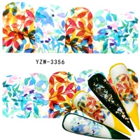 2022 1 sheet fresh nail stickers colorful leaf flower decal water transfer sticker nail art slider for manicure decoration