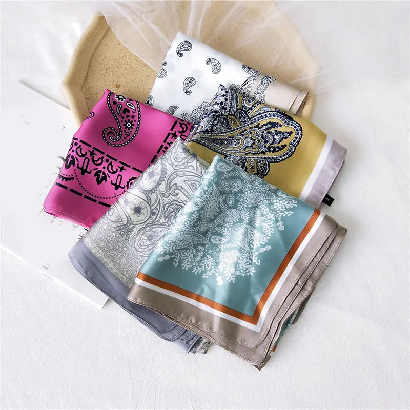 

70cm Women Hair Tie Square Scarf Neckerchief Square Scarf All-match Wraps Elegant Floral Dot Spring Summer Head Neck scarf