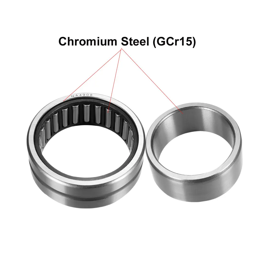 

uxcell Machined Ring Needle Roller Bearing with Inner Ring, NA/NKI Series Bearings, 10mm-50mm Bore NA4908(40x62x22) NEW
