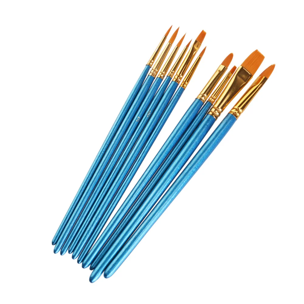 

10pcs Nylon Paint Brushes Watercolor Painting Brush Set (Blue)