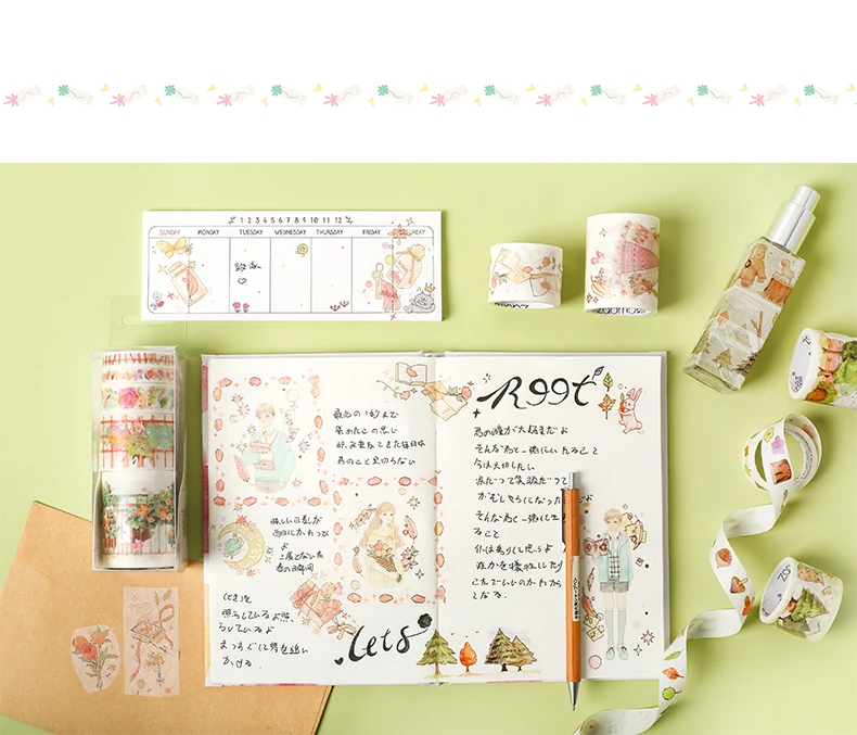 Золотая декоративная лента Bullet Journal васи лента Набор японских бумажных стикеров Скрапбукинг Клей васитап кавайные канцелярские принадлежности