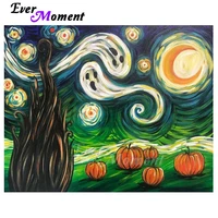 ever moment diamond painting halloween ghost pumpkin sky full sqaure resin drill embroidery mosaic diamond display asf2226