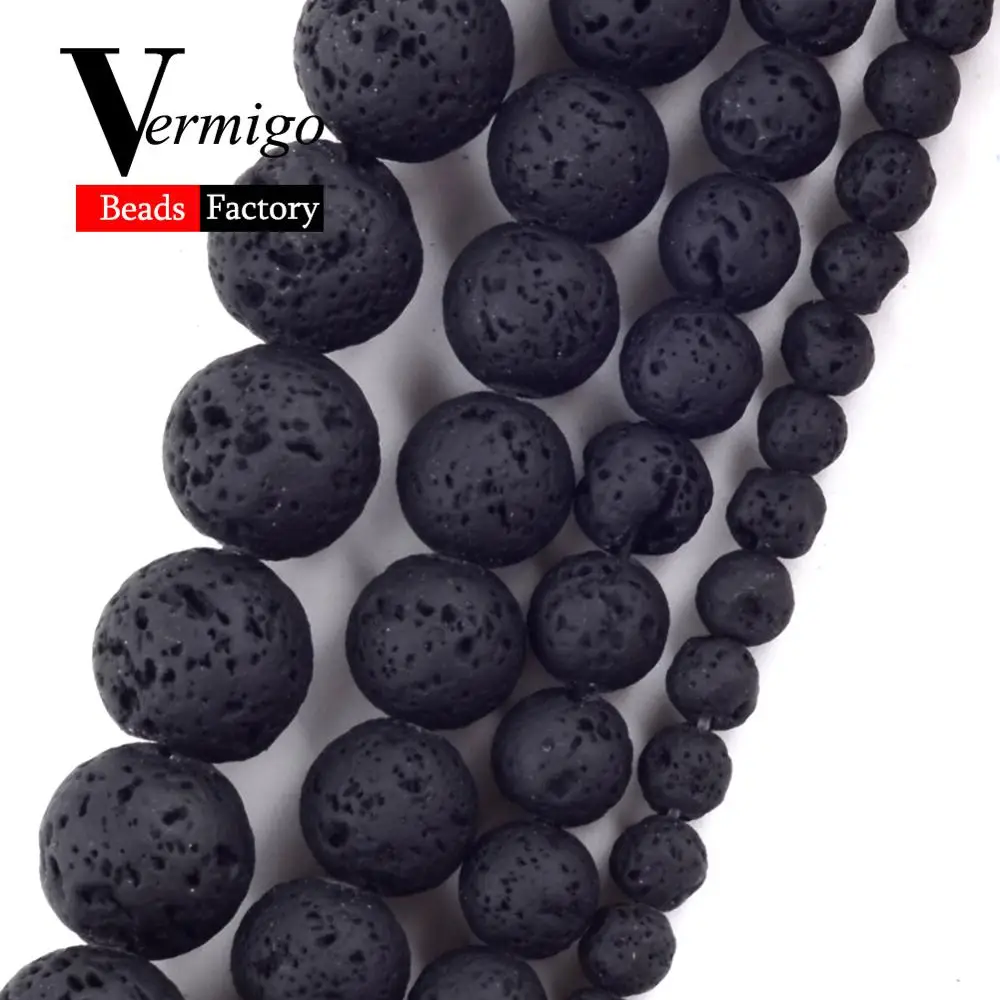 Бусины Из Гематита и натурального черного лавового камня для изготовления