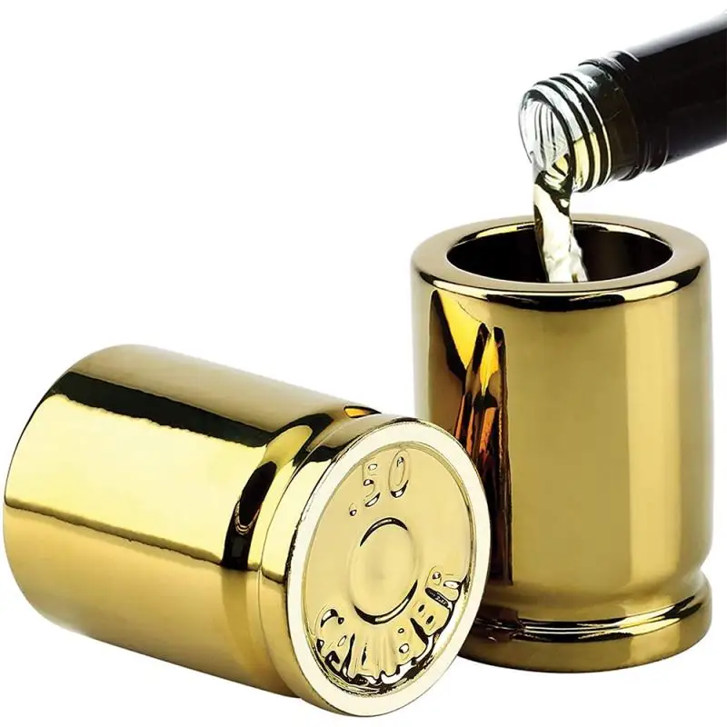 

2Pcs Stainless Steel Golden Beer Cup Wine Cup Beer Glass Unbreakable Barware Drinking Mug Wine Glass Tea Water Cup For Home Bar