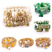 green classic 3pcs crystal elastic beaded bracelet womens 10mm bead charm bracelet fashion jewelry drop shipping party gift