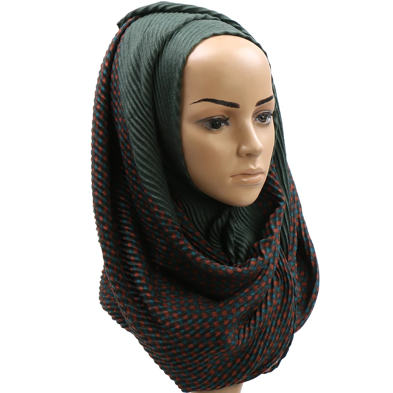 Высокое качество хлопок морщинка Хиджаб Платки плиссированное платье в стиле