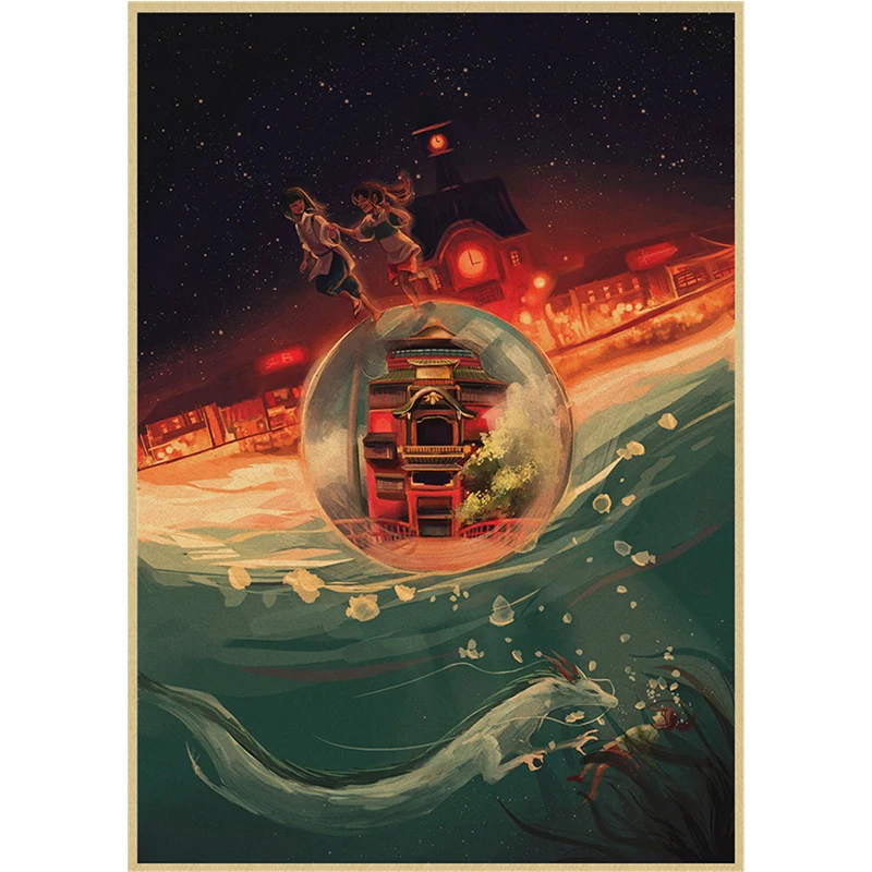 Аниме Миядзаки Хаяо из крафт-бумаги в стиле ретро Классический постер украшение