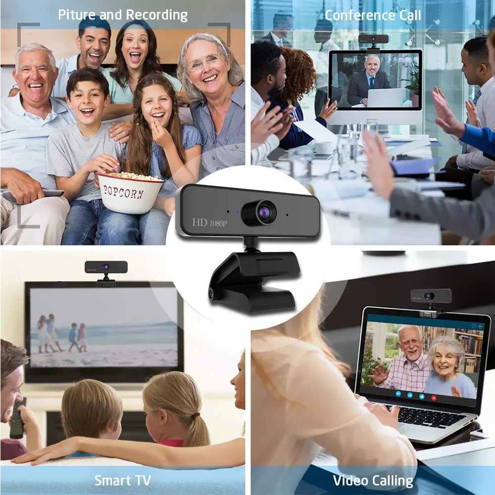 

1080P Webcam with Microphone Full HD Cam Computer Peripheral USB Web Camera for Skype Youtube PC Laptop Video Streaming Tripod