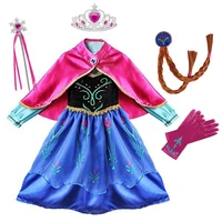 halloween princess girls anna elsa dress cosplay costume for girls kids party clothing robe fancy snow queen anna dress