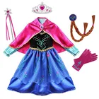 Платье принцессы Анны и Эльзы на Хэллоуин, косплей костюм для девочек, детская праздничная одежда, нарядное платье Анны Снежной Королевы