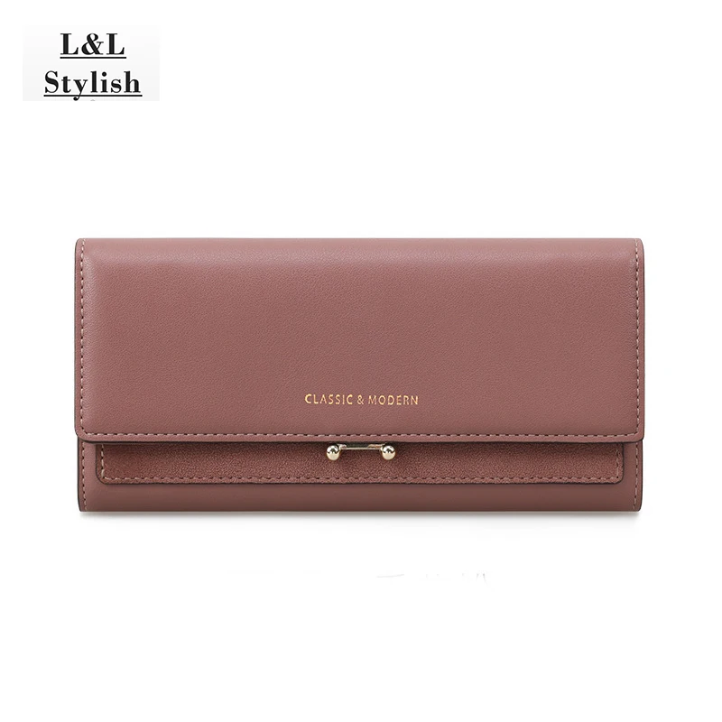 

L&L Stylish Luxury Women Wallet Letter Long Purse Clutch Large Capacity Fresh Leather Female Wallets Lady Phone bag Card Holder