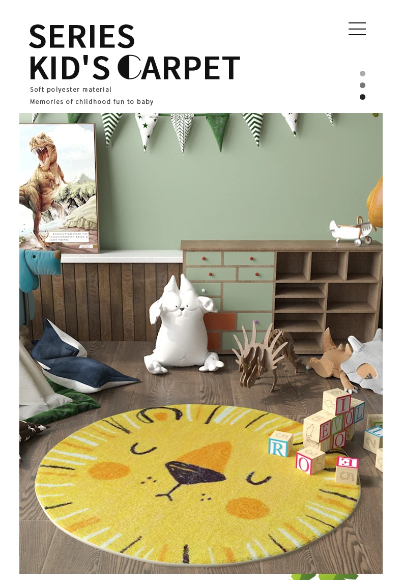 

Cute cartoon round ins wind children's room bedroom bedside mat anti-skid crawling living room home swivel chair carpet