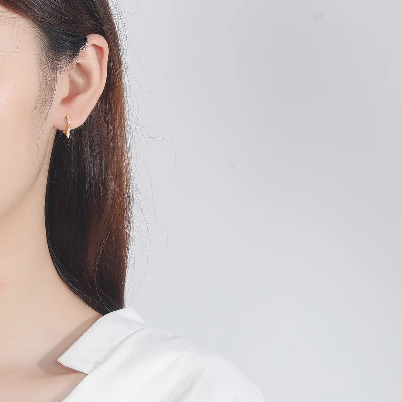 

Trendy Punk Rivet Nail Pave Crystal Zircon Luxury Round Stud Earrings for Women 925 Sterling Silver Party Jewelry eh1401
