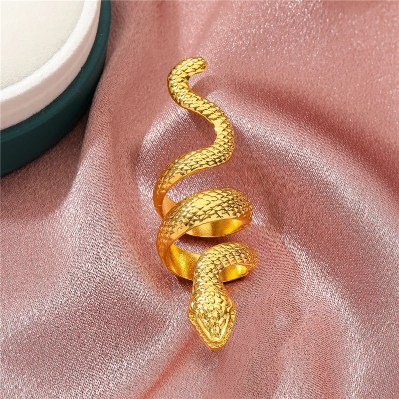 

Exaggerated Silver Gold Color Snake Cuba Ring Fashion Punk Hippop Style Big Animal Rings for Unisex Women Men Jewelry Gifts