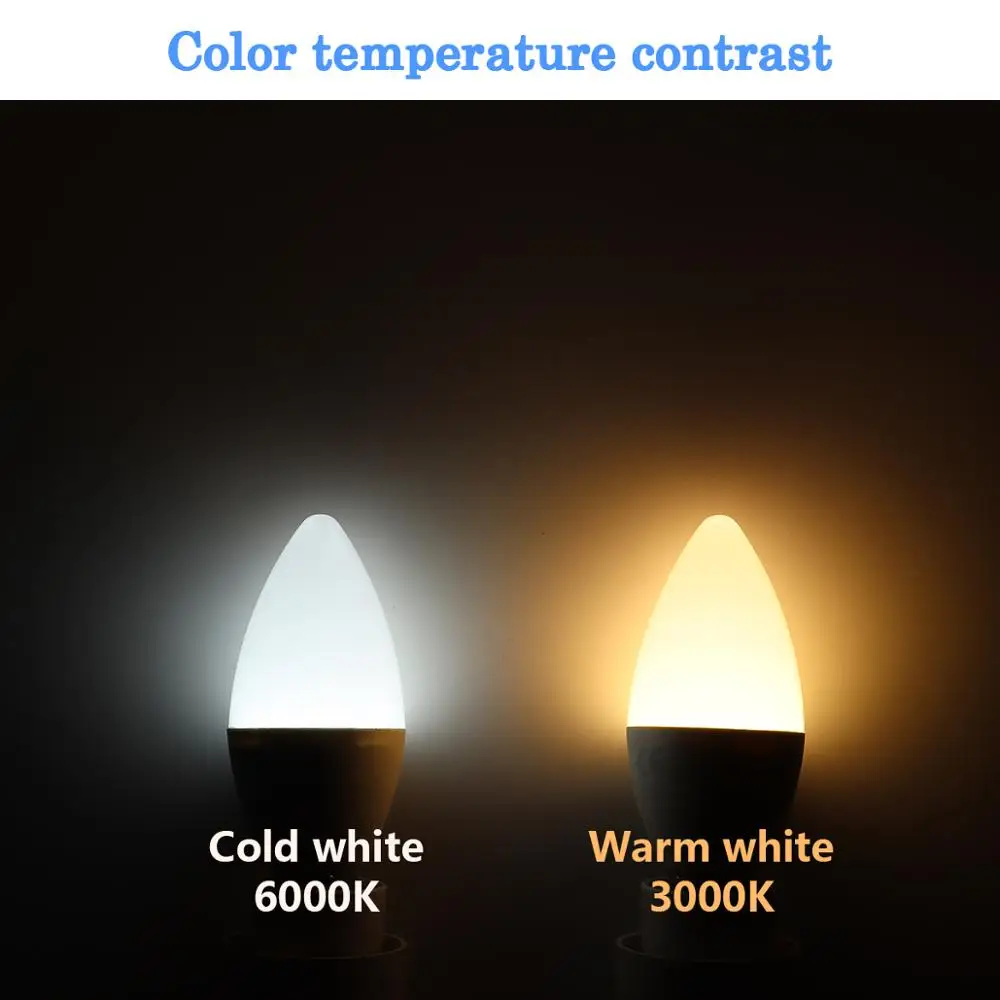 Светодиодная свеча C37 5w E14 B22 220v 240v 3000k холодный белый свет для украшения дома