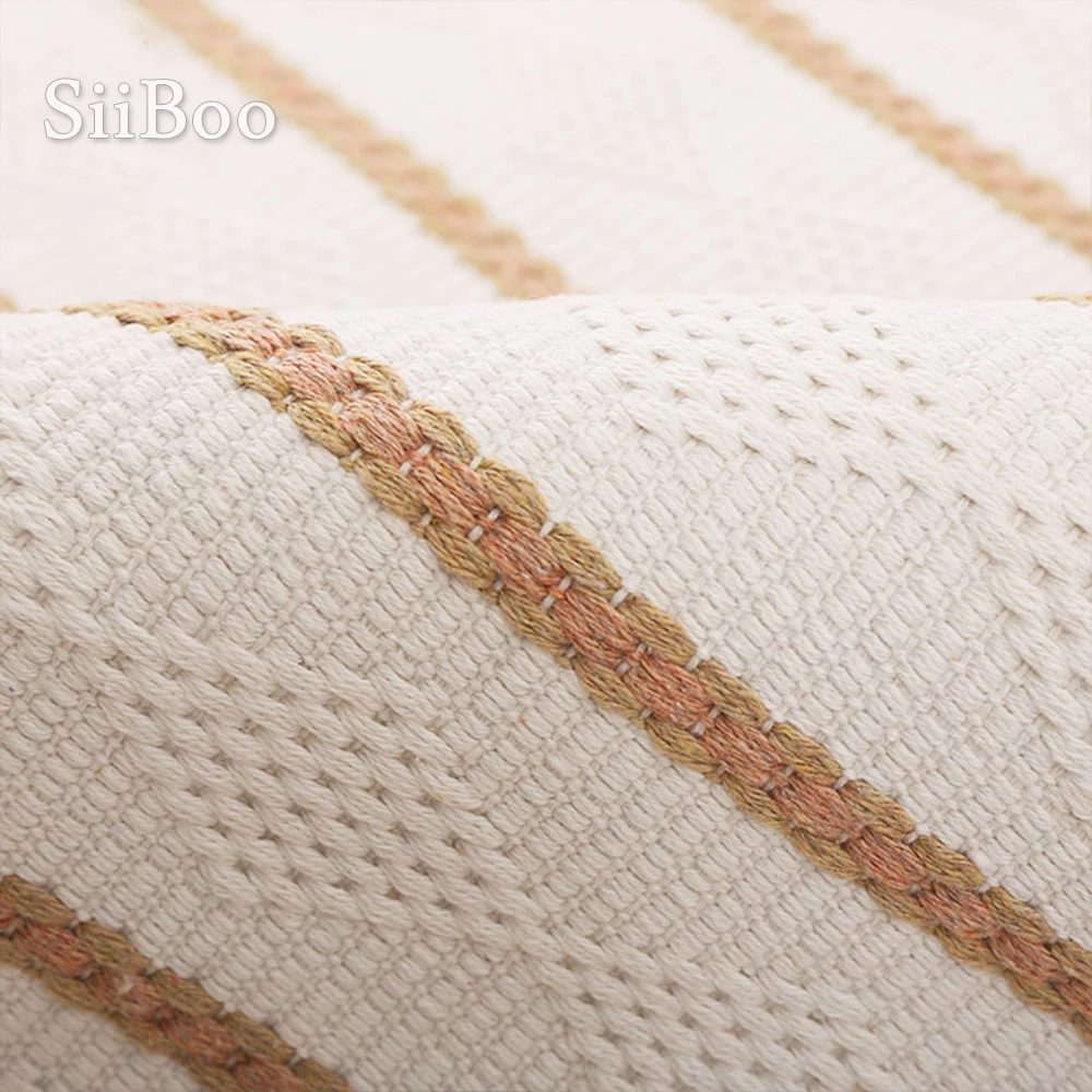 Современный чехол для дивана в белую коричневую полоску из хлопка и льна