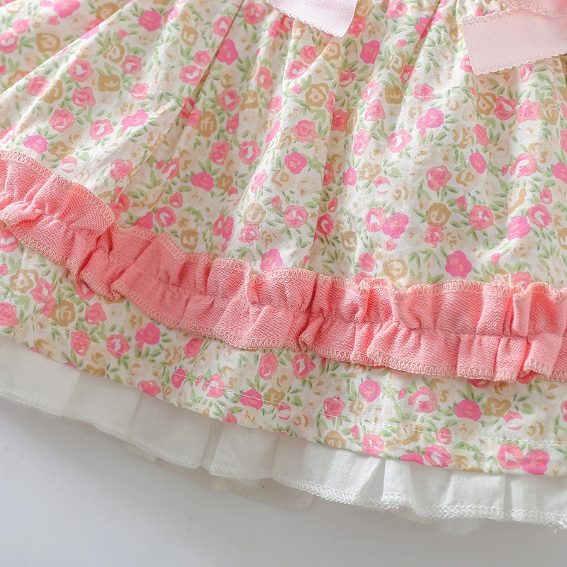 

Newborn Baby Girls Princess Dress Summer Infant Baby Girls Short Sleeve Cotton Printing Dress+Hat Kids Party Dresses