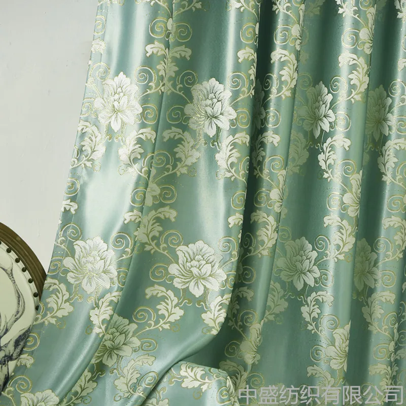 

Living room curtains bedroom window background tulle shading high precision golden jacquard flowers blooming balcony