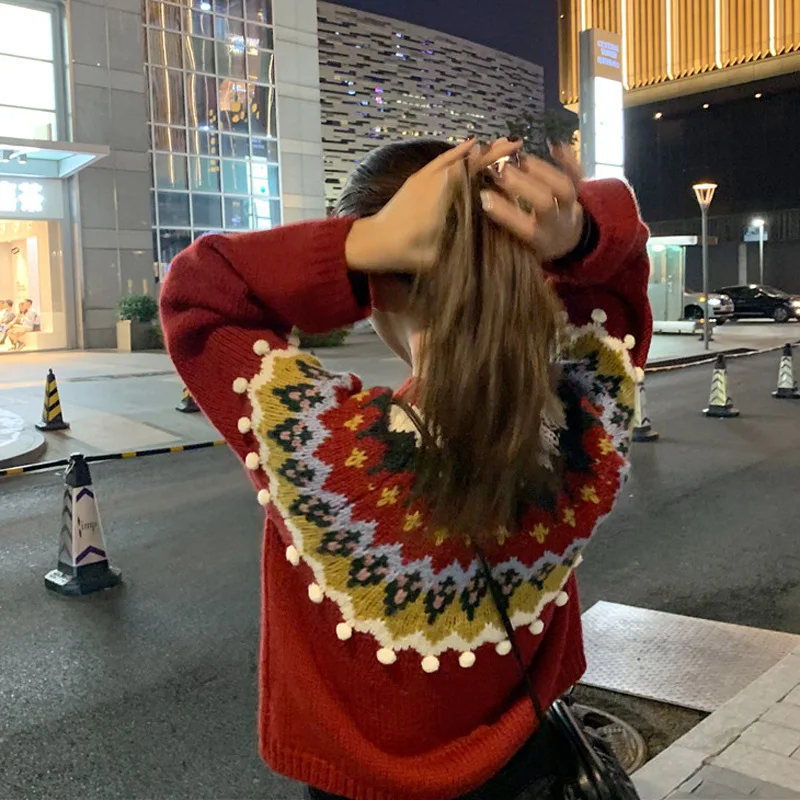 

Women's Sweaters Vintage Thicken Warm Christmas Loose Pullover Sweater Fashion Designer Crop Top New 2020 Winter