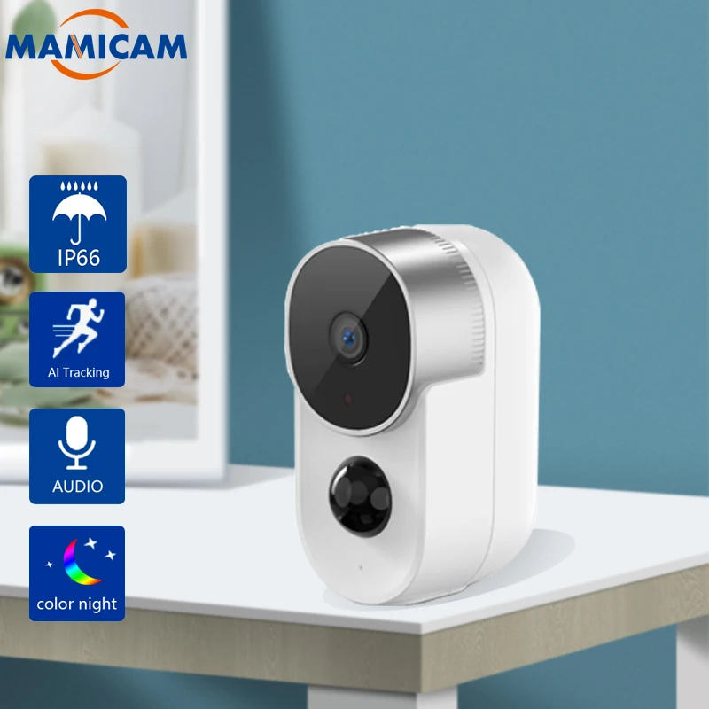 Беспроводная IP камера 1080P HD с Wi Fi и встроенным литиевым аккумулятором на 10400 мА ·