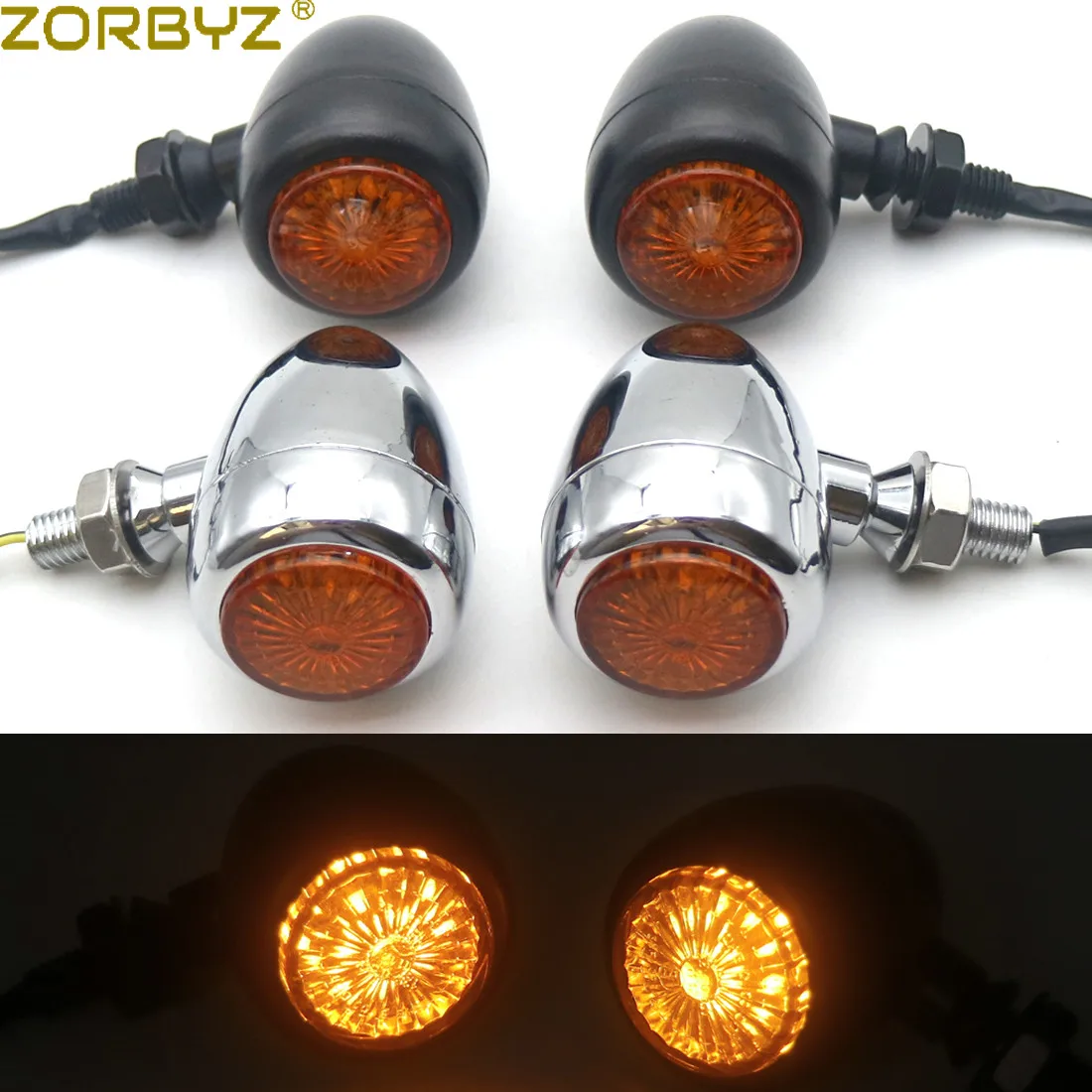 ZORBYZ мотоциклетсветильник черный/хромированный металлический светодиодный