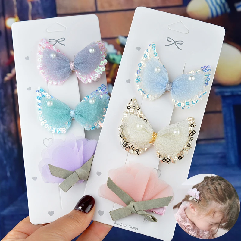 3 шт./компл. красивые красочные заколки для волос в виде крыльев девочек милые