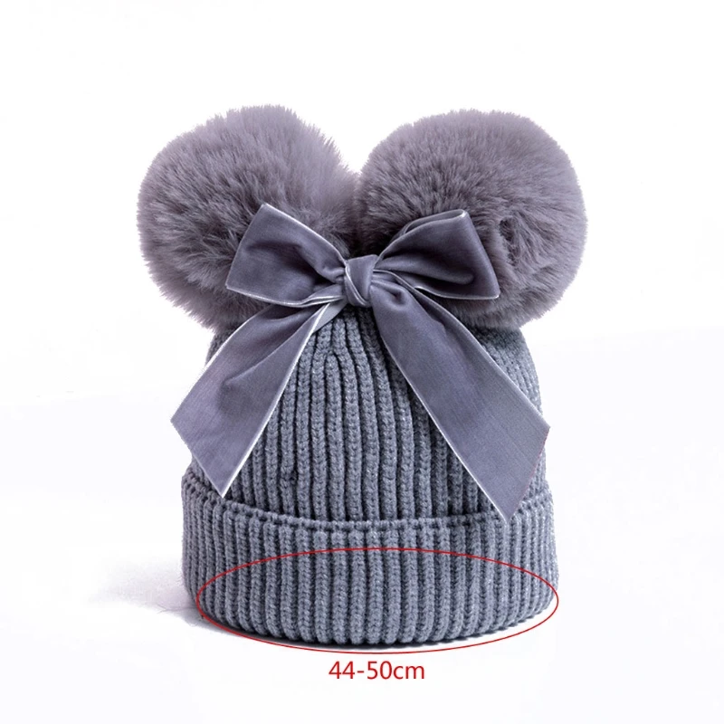 

Baby Stuff Double Pompom Hat Winter Knitted Kids Baby Girl Hat Warm Thicker Children Infant Beanie Cap Bonnet