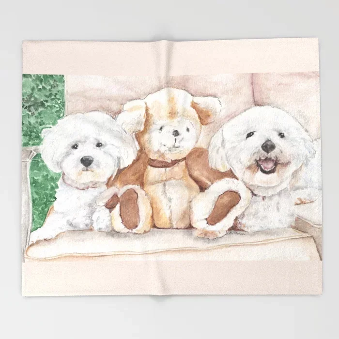 Два бишона и одеяло друга 3D фланелевое для кровати флисовое покрывало смешные