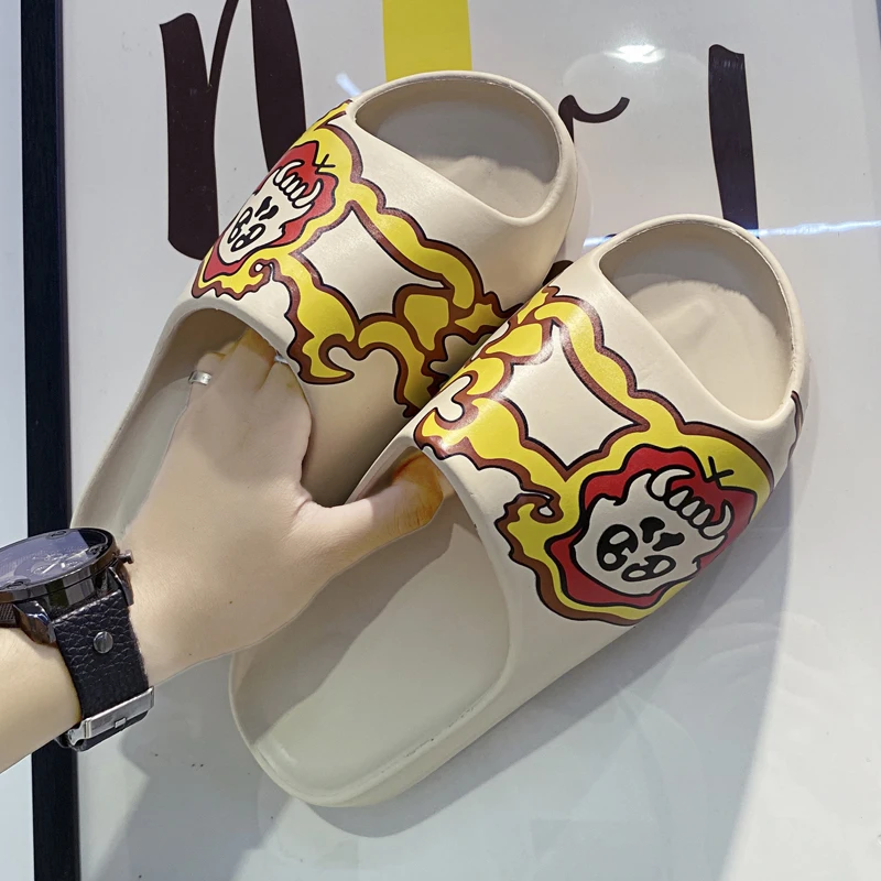 Шлепанцы унисекс для пляжа дышащие легкие сандалии с открытым носом граффити