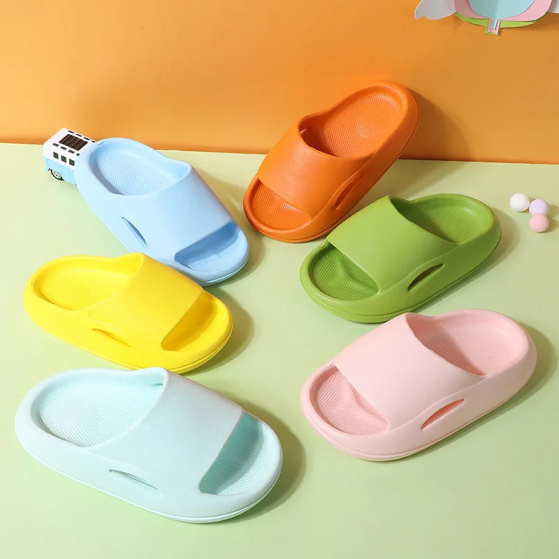 COZULMA Children Summer Slippers Girl's Shoes Baby Thick Soled Soft Home Solid Color Bathroom Sandals Boys Flip Flops | Детская