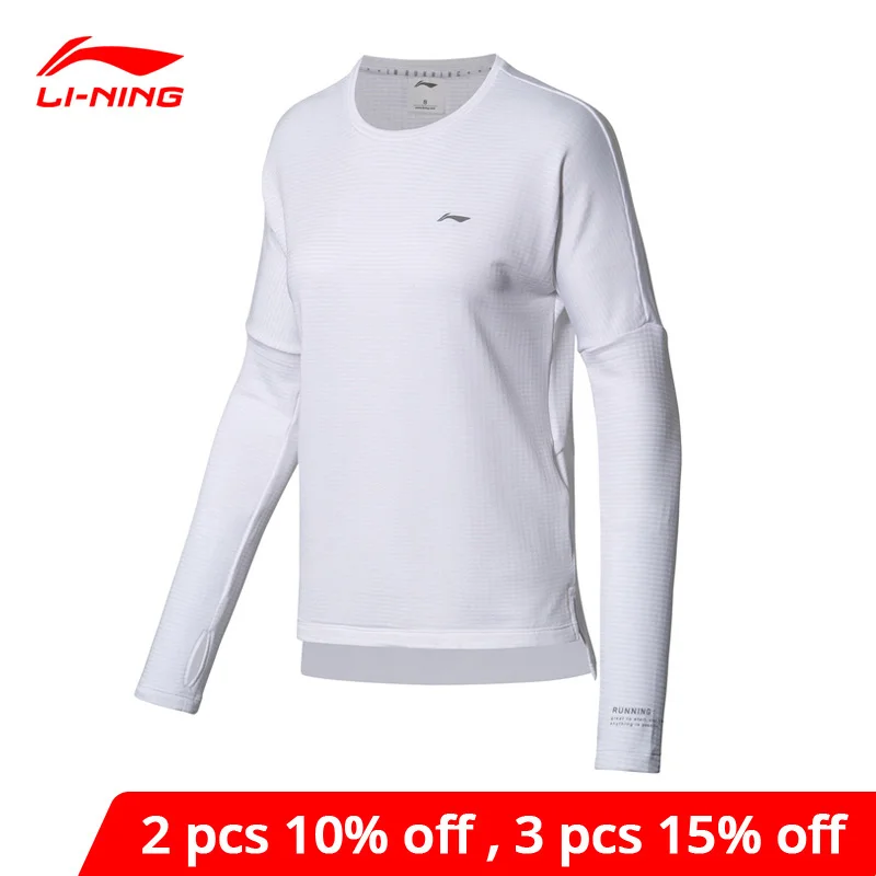 Женская футболка для бега Li Ning свободная с длинными рукавами из 95% полиэстера и 5%