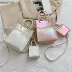 Модная женская однотонная сумка-мессенджер через плечо из искусственной кожи с лазерной обработкой, повседневная женская сумка с акриловой цепочкой и маленькими ручками