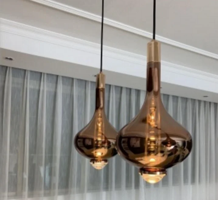 Скандинавская простая стеклянная люстра с одной головкой для гостиной кафе