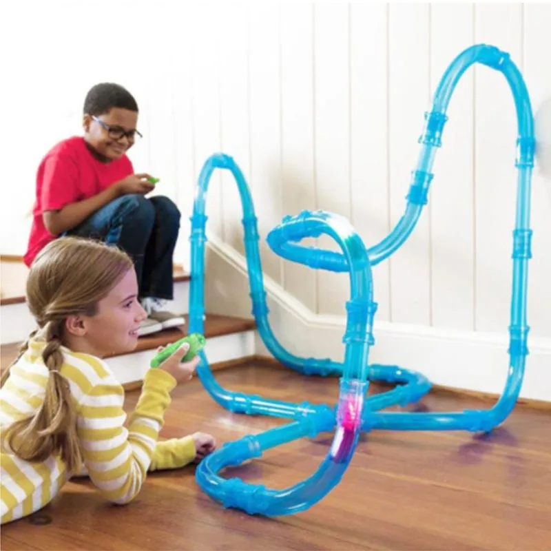 

RC Car Toy Kids Pipes Racing Trucks Remote Control Speed Flash Light Kids Birthday Gift DIY Building Tube Set Car Toys Dropship