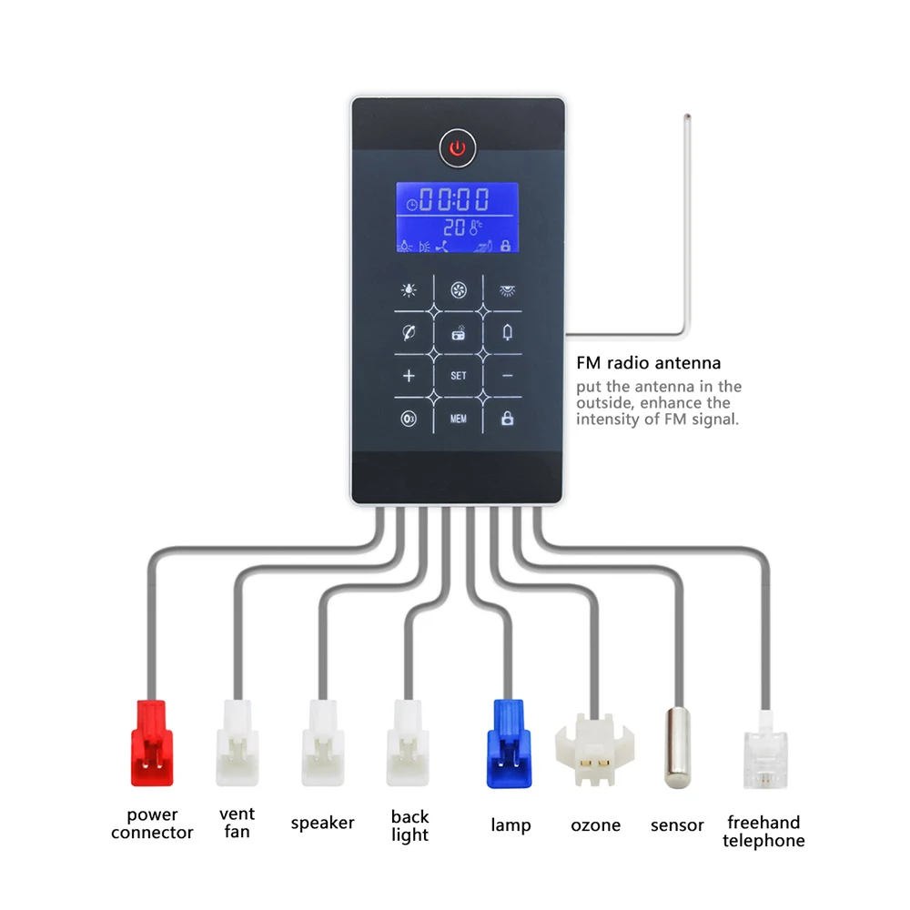 Черный ЖК дисплей сертифицированный CE FM радио душевая кабина панель управления 12